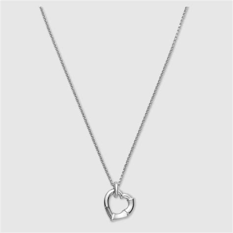 gucci bamboo silver heart necklace|gucci silver and onyx necklace.